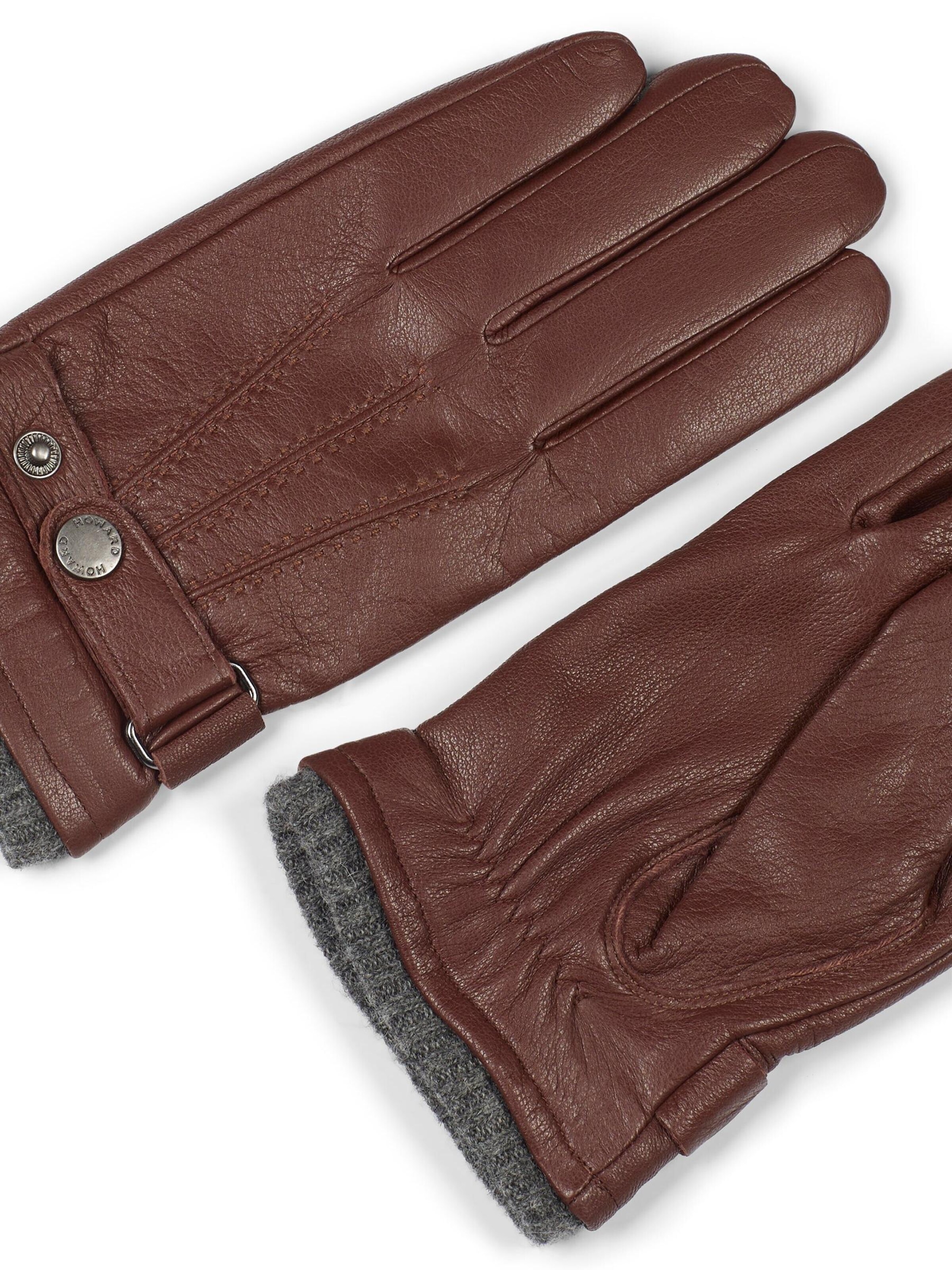 Howard London Fingerhandsker 'Leather Gloves Bruno Brown' i brun