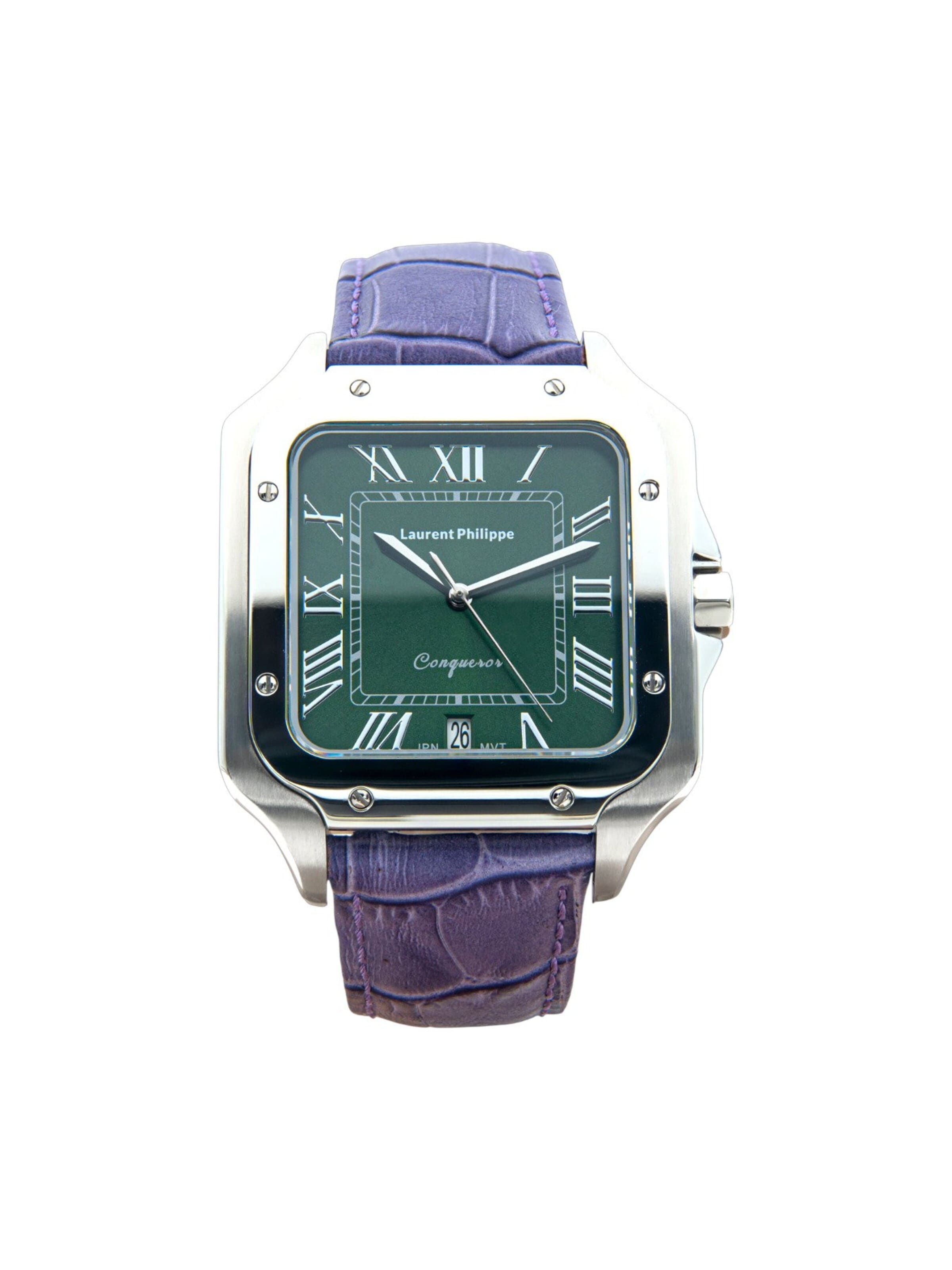 Laurent Philippe - Reloj analógico 'Conqueror Emerald – Orchidée Nocturne' en lila: frente