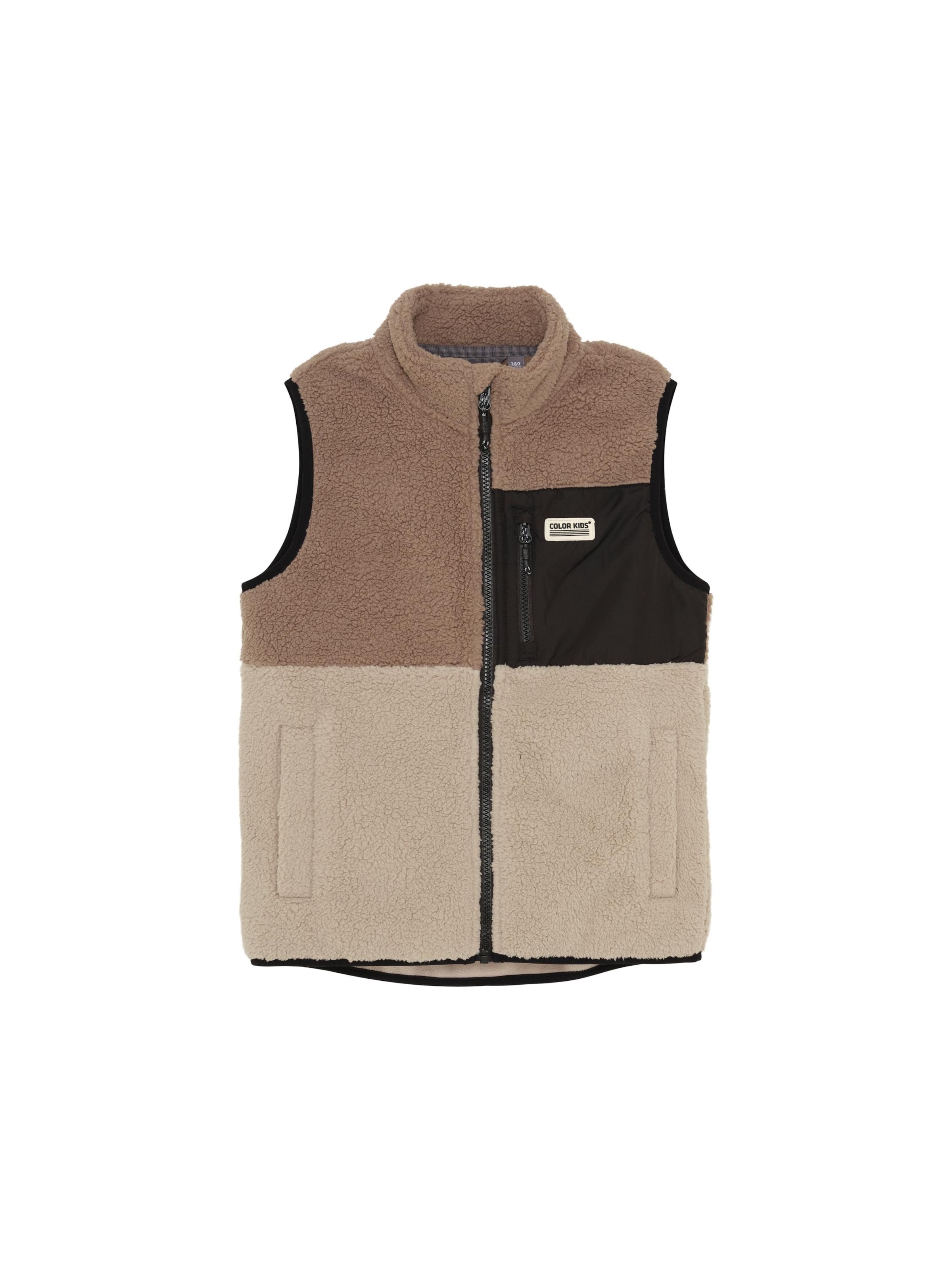 COLOR KIDS Bodywarmer ' COFleece Vest ' in Groen: voorkant