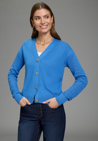 LAURA SCOTT Knit Cardigan in Blue: front