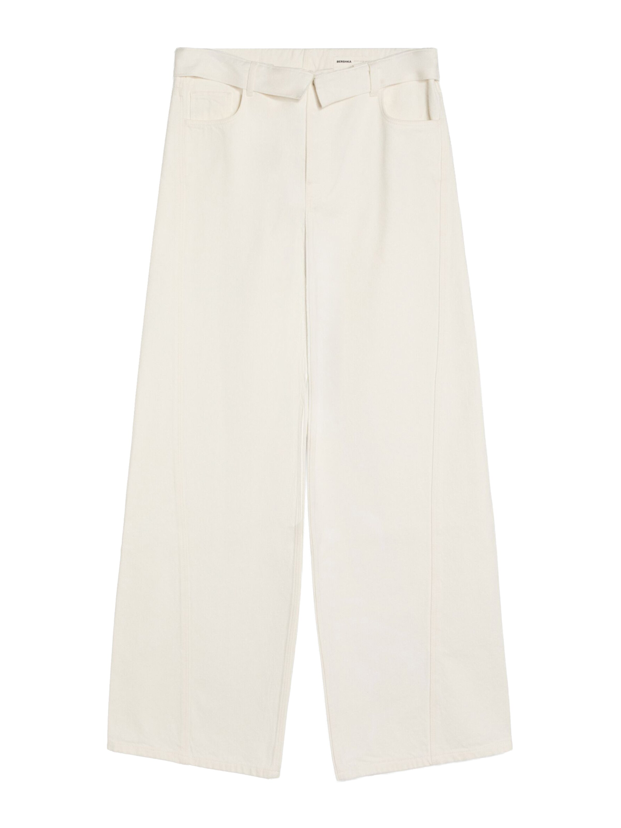 Bershka Wide Leg Jeans in Beige: Vorderseite