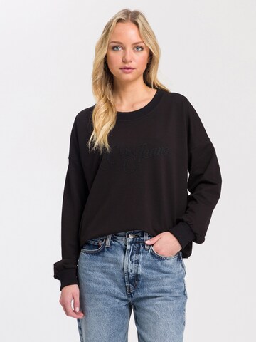 Cross Jeans Sweatshirt '65370' in Black: front