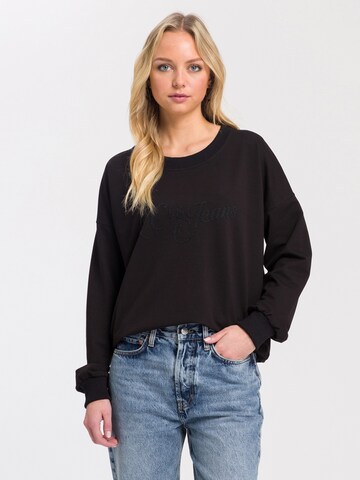 Cross Jeans Sweatshirt '65370' in Schwarz: predná strana