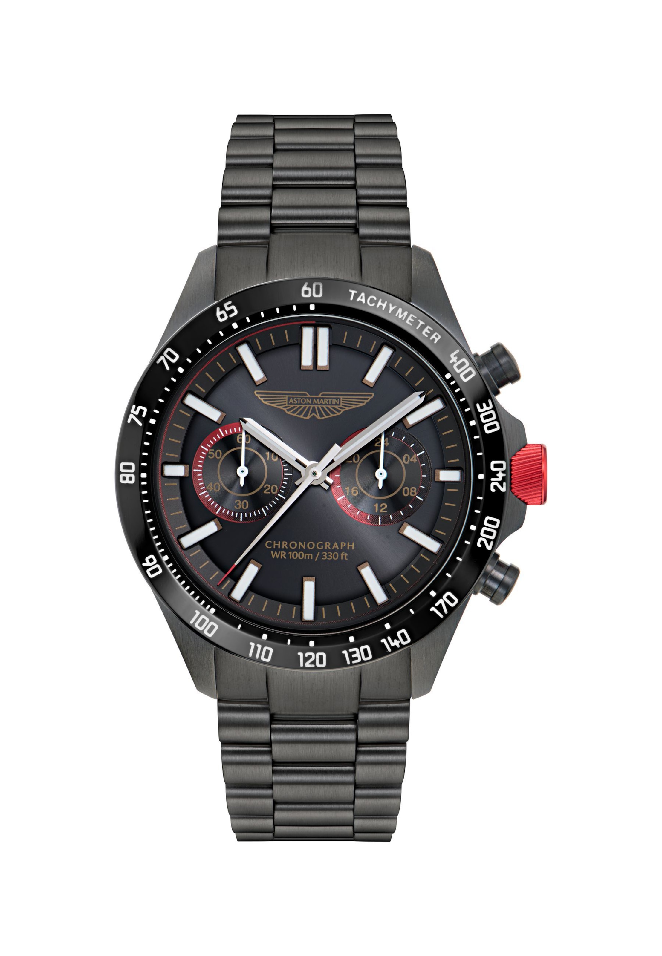 Aston Martin Analoguhr 'SPT' in Schwarz: Vorderseite