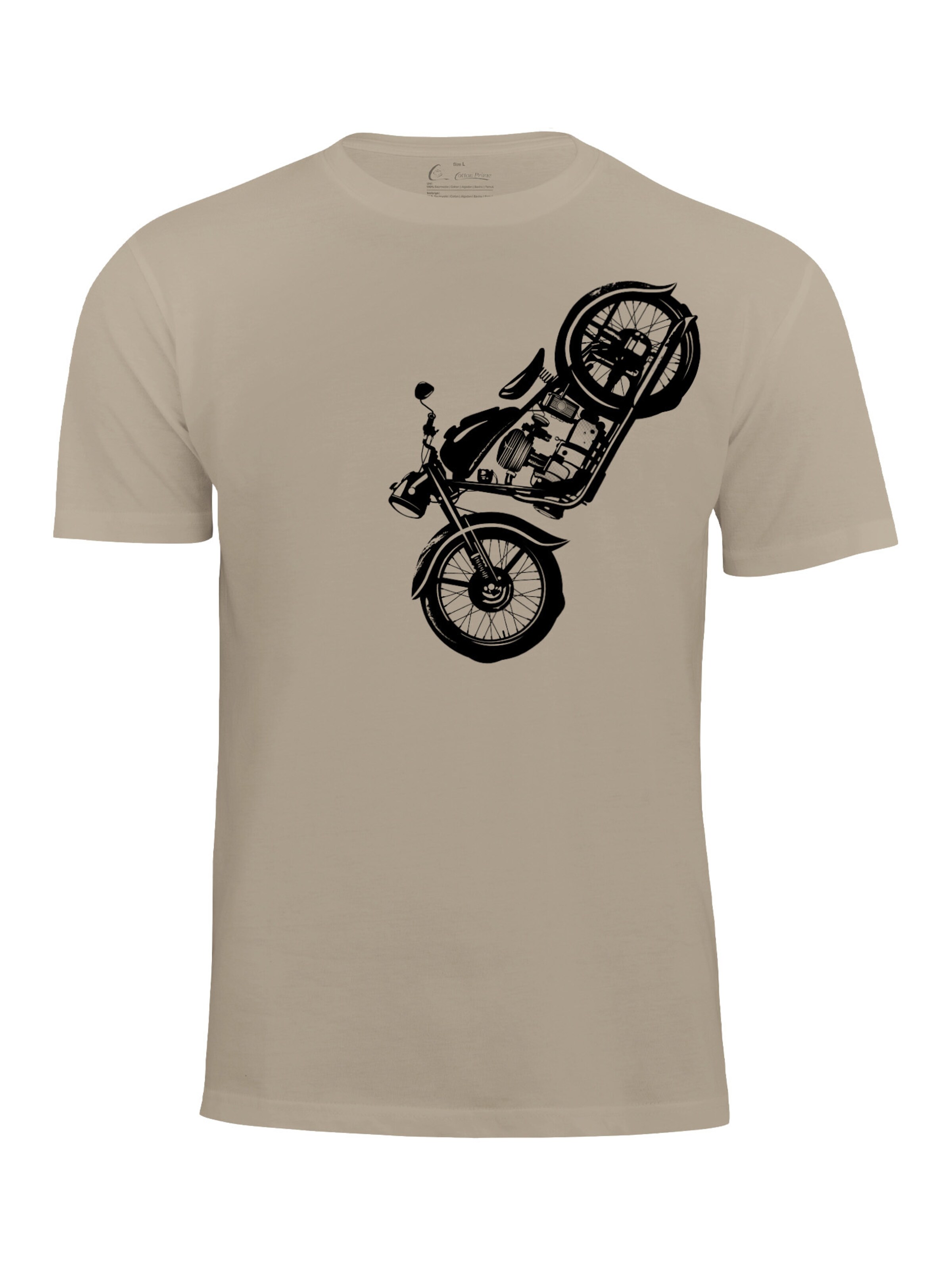 Cotton Prime Shirt 'Vintage Motorcycle' in Beige: voorkant