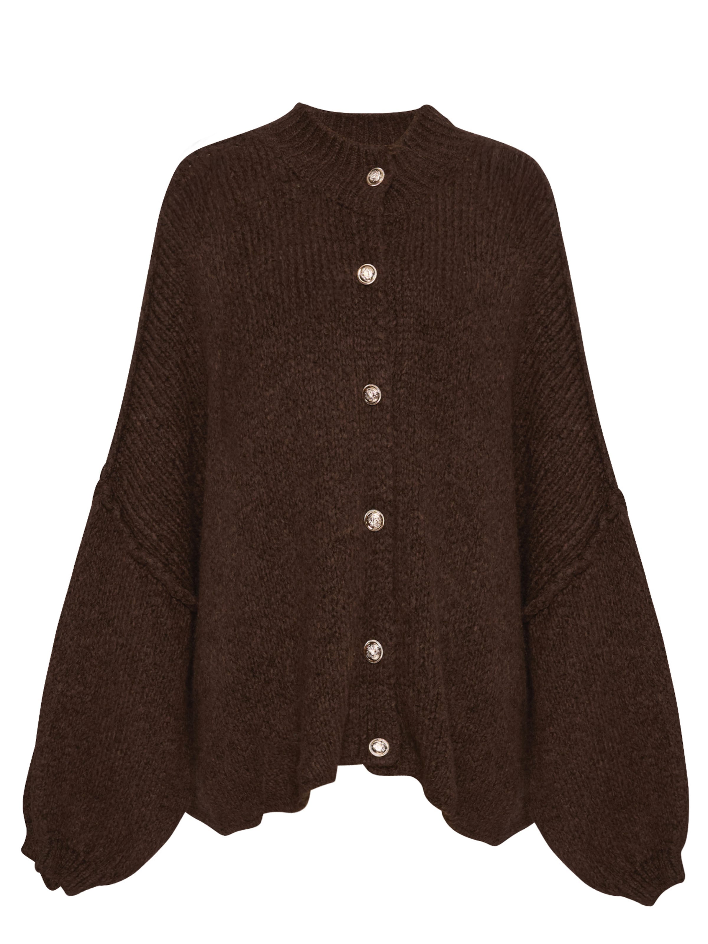 Lilavie Strickjacke 'Lolaa' in dunkelbraun, Produktansicht