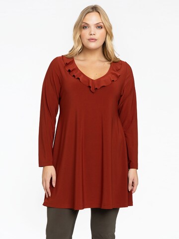 Yoek Tunic 'Dolce' in Brown: front