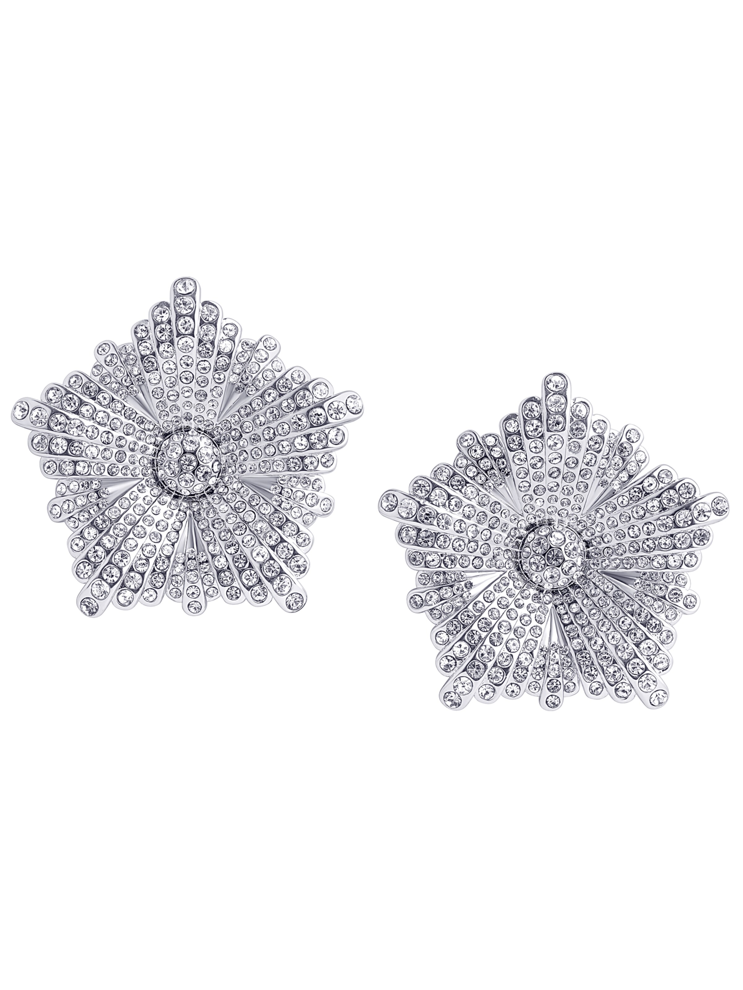 CLASSYANDFABULOUS Jewelry Earrings 'Peony Crystal' in Silver: front