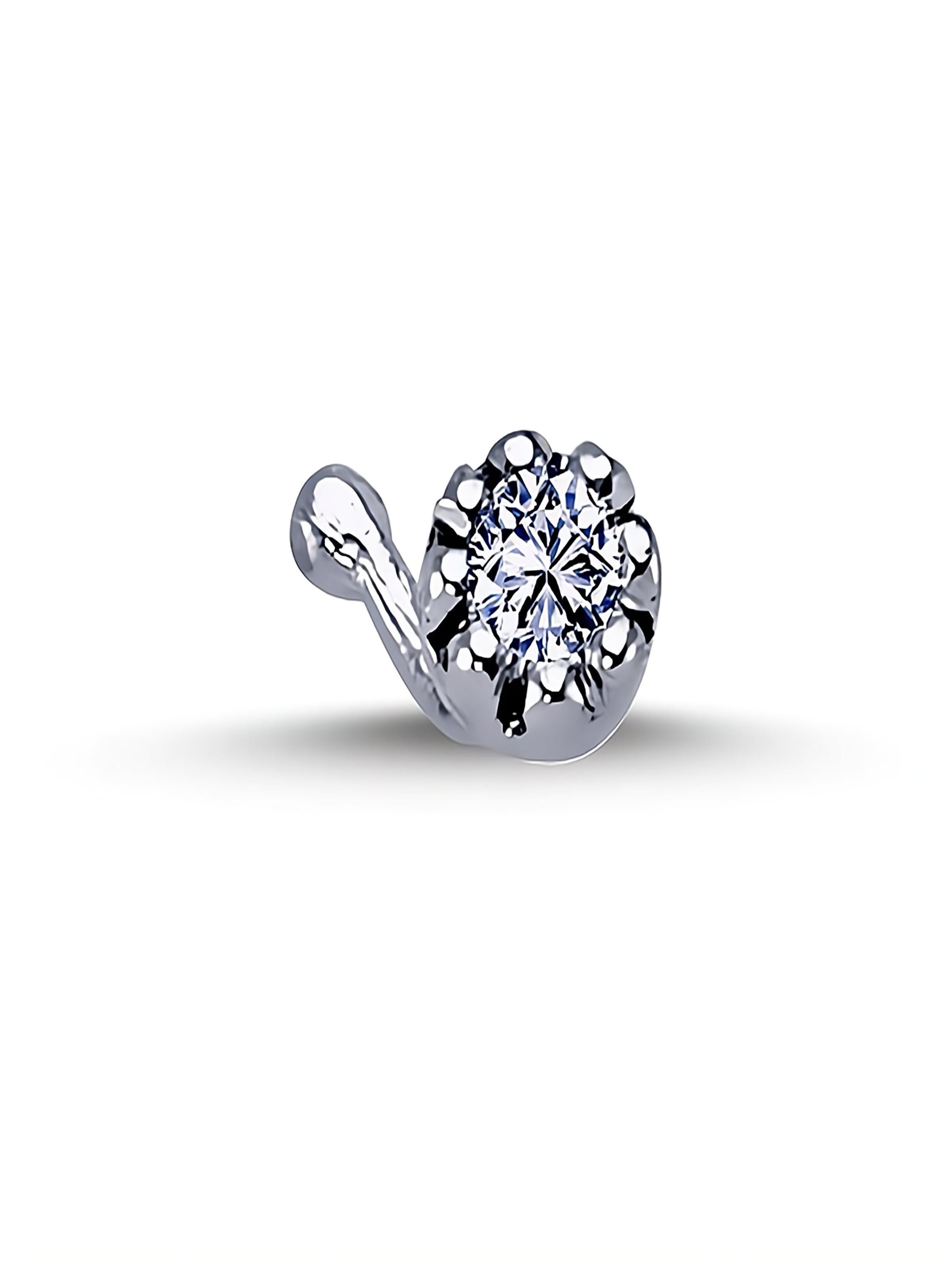 EinStein Diamant Piercings 'Piercing + 0,03 Carat Diamant Nasenpiercing 750er 18 Karat Weißgold' in Gold: front