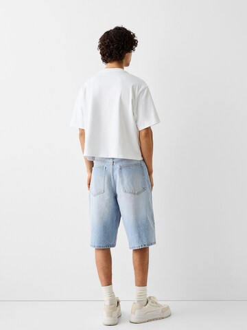 Bershka Wide Leg Shorts in Blau