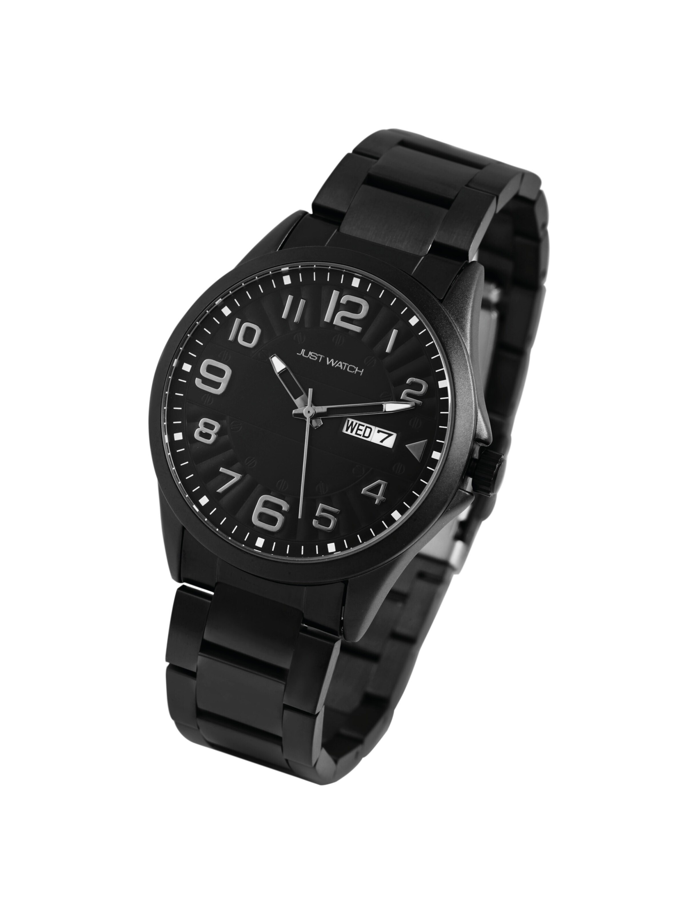Just Watch Analog Watch 'Freddie, Datumsanzeige' in Black: front