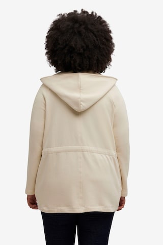 Ulla Popken Zip-Up Hoodie in Beige