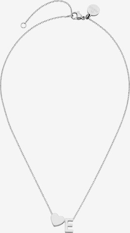 PURELEI - Cadena 'Letter Heart E' en plata: frente