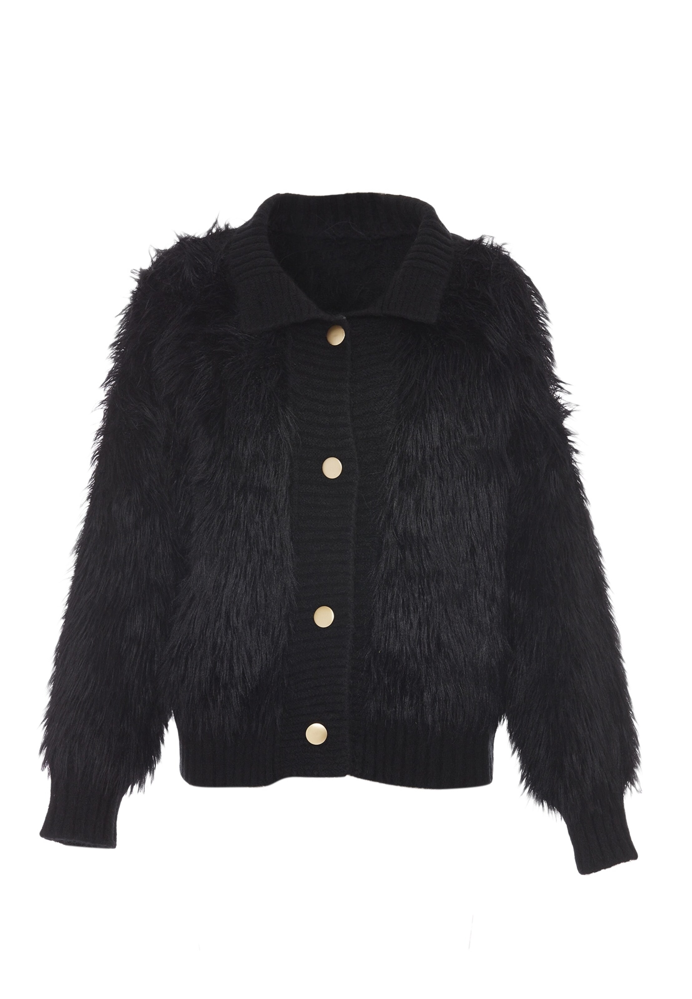 Poomi Gebreid vest in Zwart: voorkant