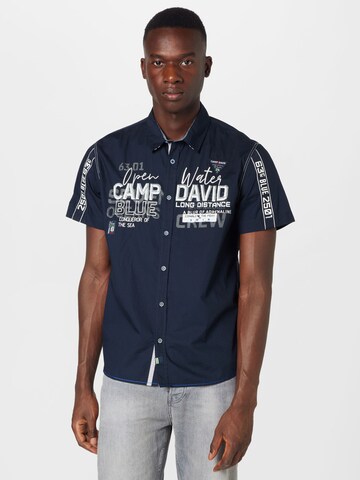 CAMP DAVID Regular fit Риза 'Ocean´s Seven I' в синьо: отпред