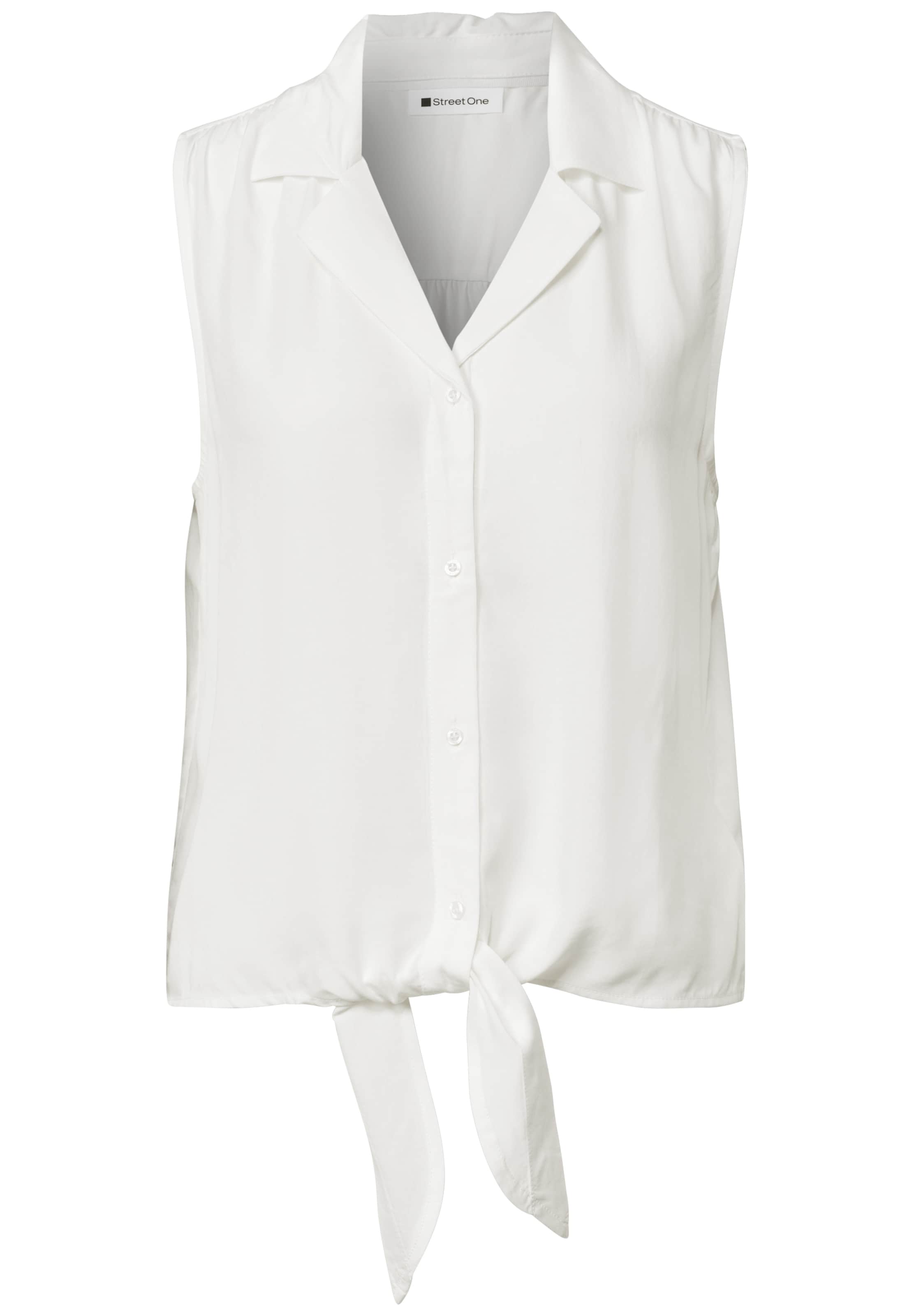 STREET ONE Blusentop mit Bowling-Kragen und Knoten in XS in offwhite, Produktansicht