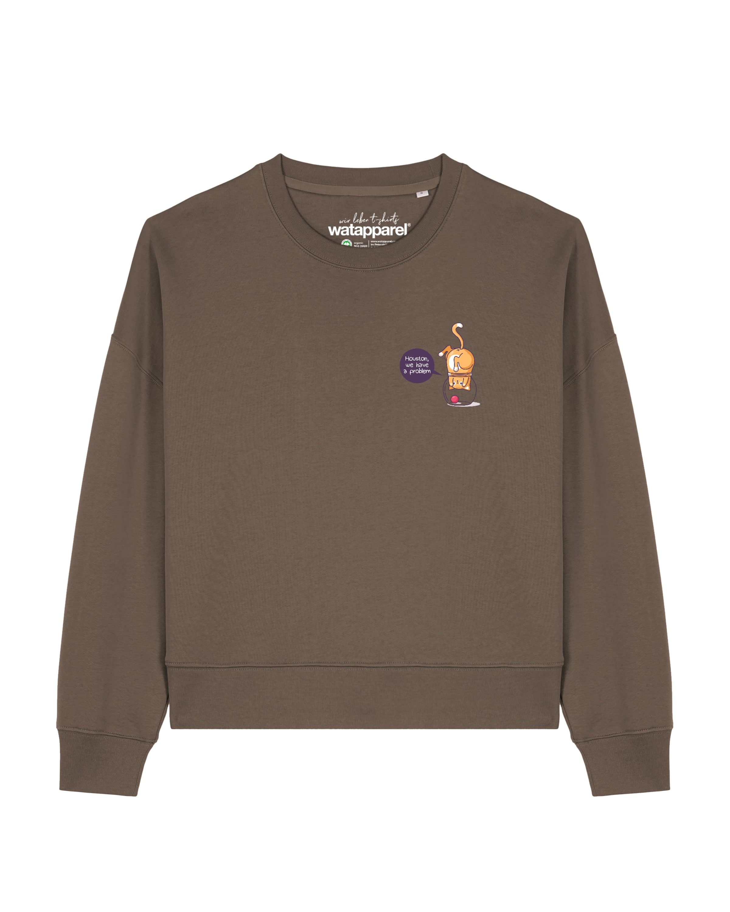 Watapparel Sweatshirt 'Funny Cat ' in Braun: Vorderseite