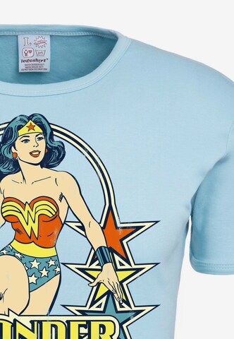 LOGOSHIRT Shirt 'Wonder Woman – Stars' in Blauw