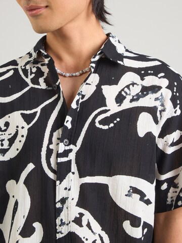 JACK & JONES Классический крой Рубашка 'JORMONTAUK' в Черный