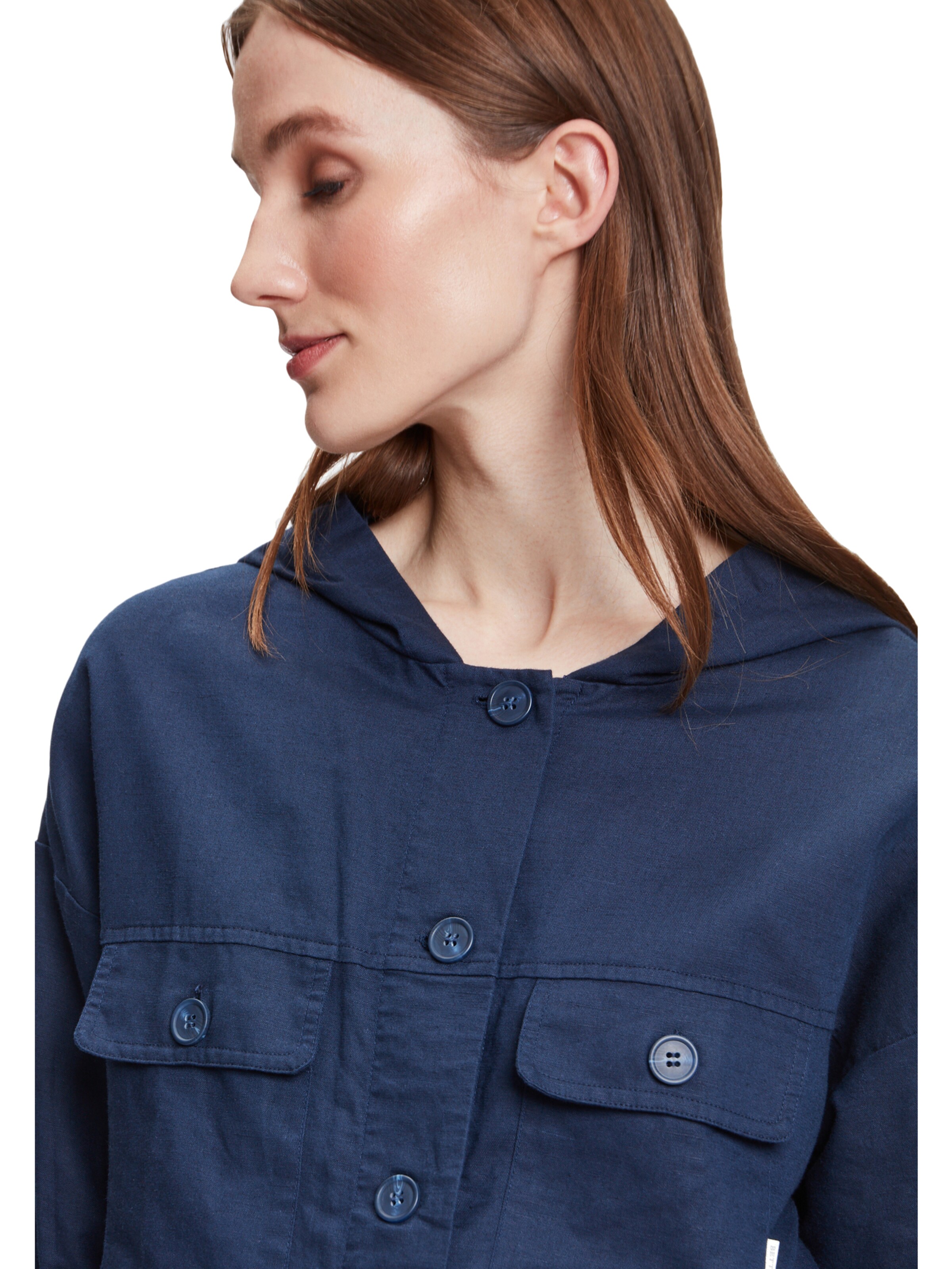 Frauen Blazer Betty & Co Leinenjacke mit Kapuze in Marine - OR99499 Frauen Blazer Betty & Co Leinenjacke mit Kapuze in Marine - OR99499