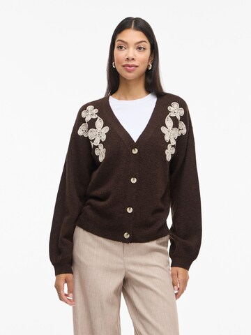 VILA Knit Cardigan 'VISEBORA' in Brown: front