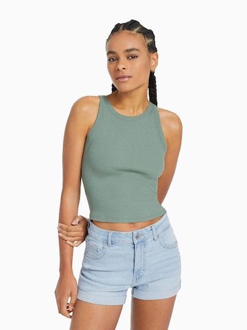 Coupe slim Jean Bershka en bleu : devant