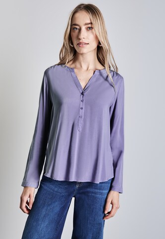 STREET ONE Basic Bluse in Unifarbe in Lila: Vorderseite