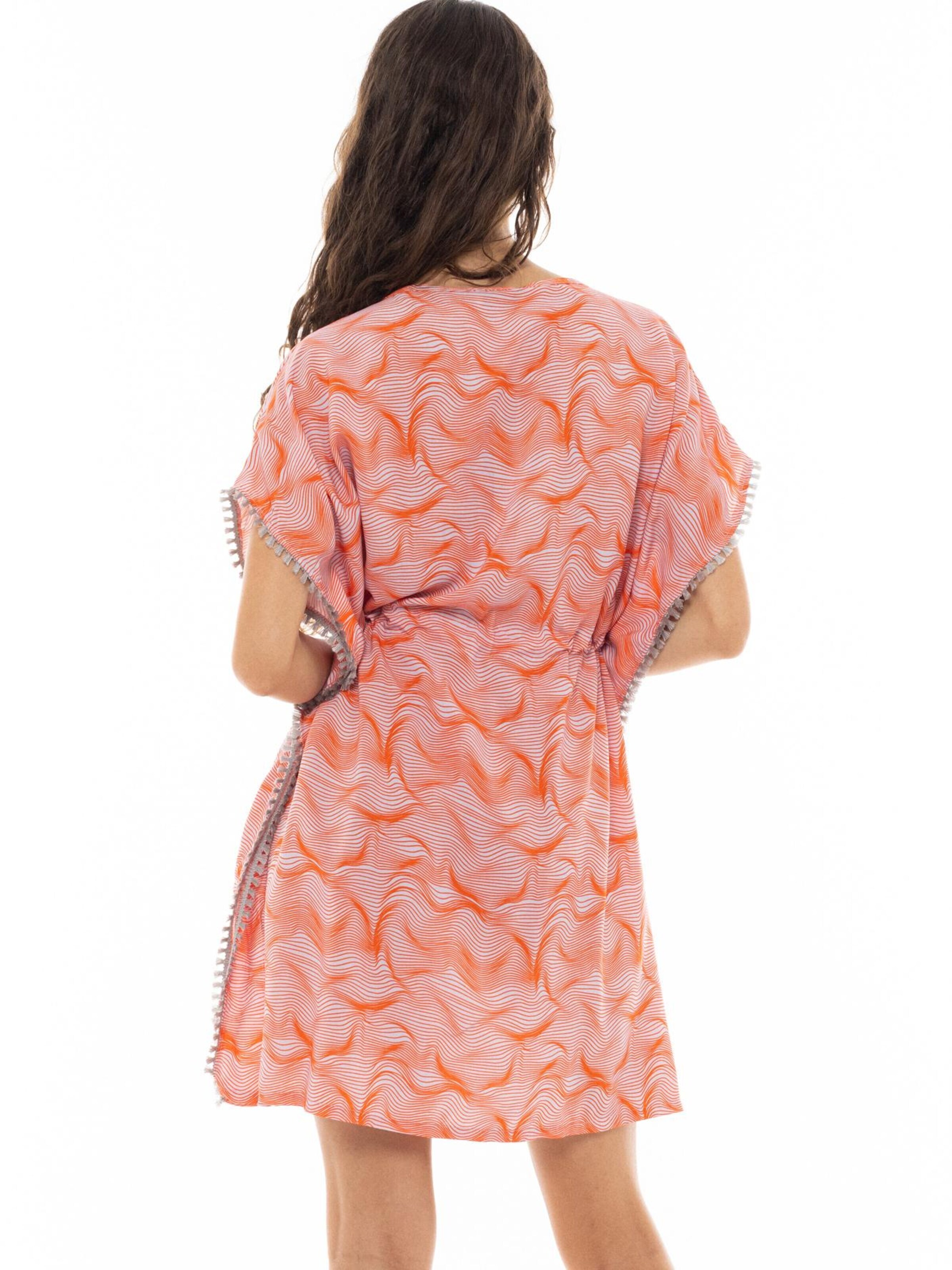 Pink Label Zomerjurk 'BEACHWEAR ORANGE WAVES' in Oranje