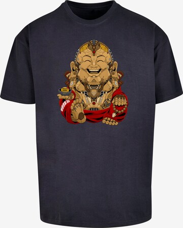 F4NT4STIC Shirt 'Happy Cyber Buddha CYBERPUNK STYLES' in Blau: predná strana