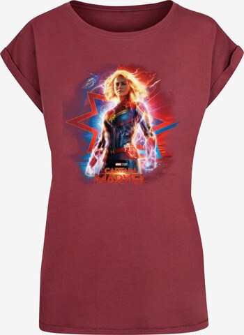 ABSOLUTE CULT Shirt 'Captain Marvel - Poster' in Rood: voorkant
