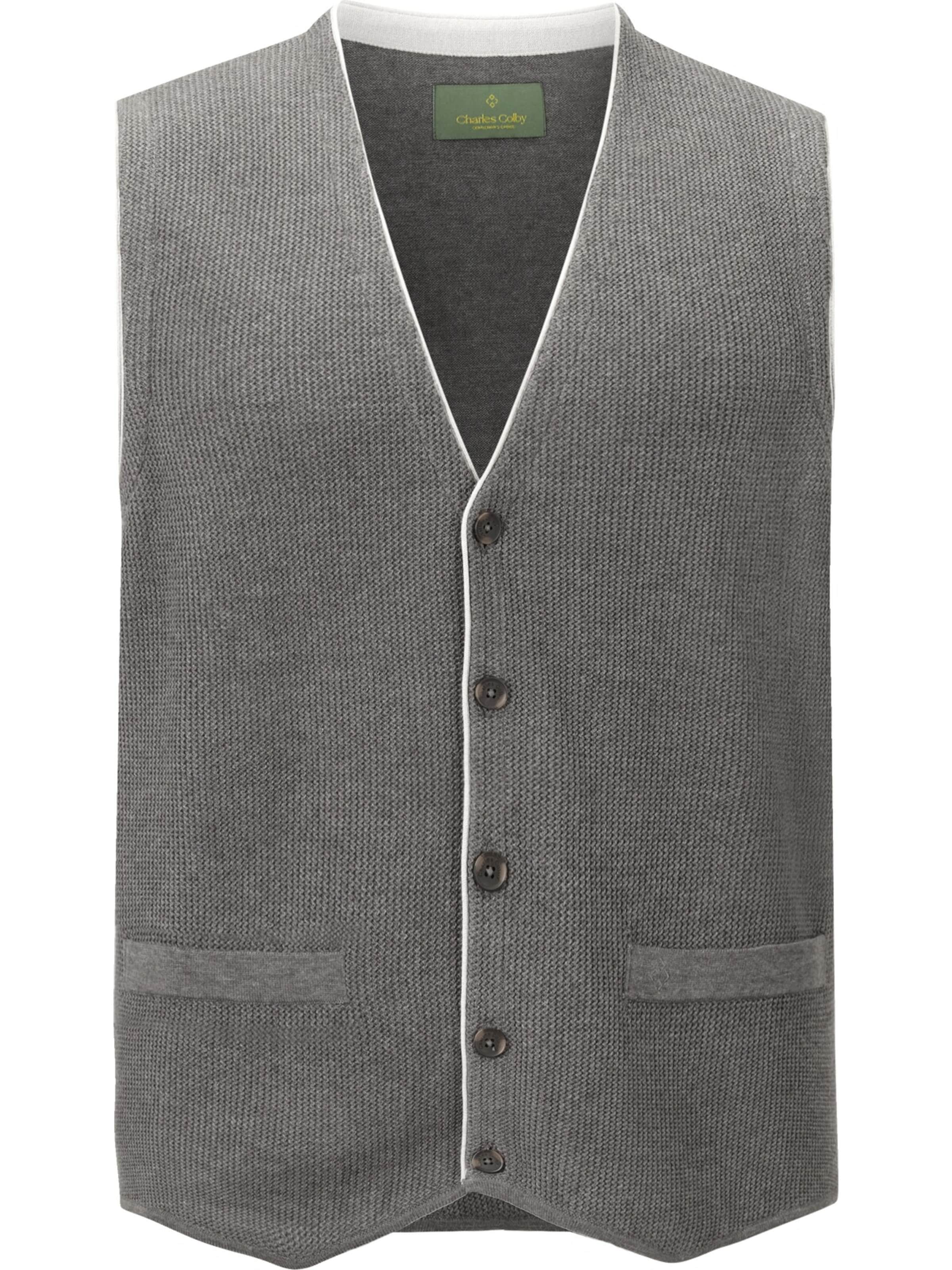 Charles Colby Strickweste ' Kevan ' in Grau: Vorderseite