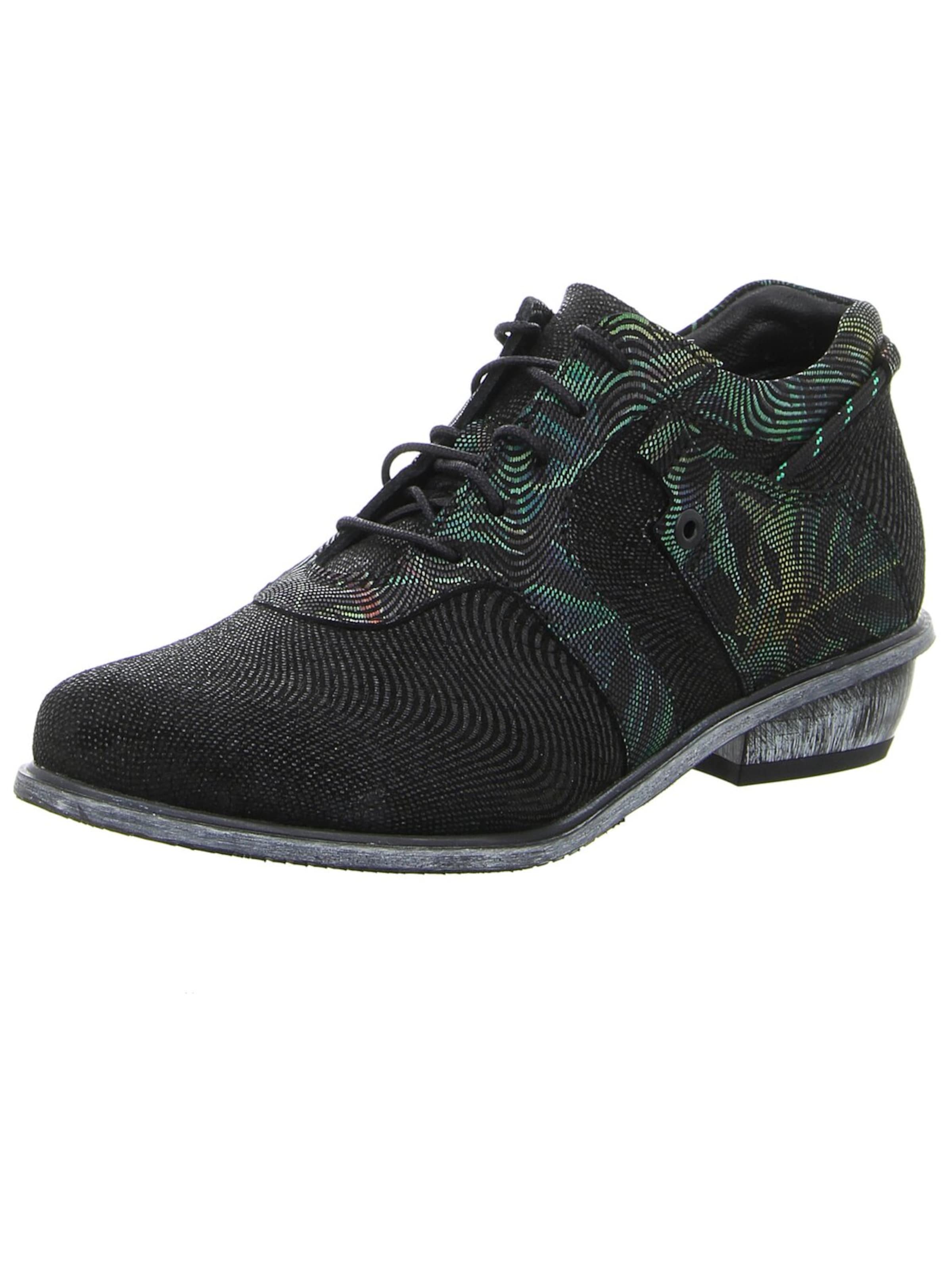 Simen Lace-Up Shoes 'Damen Schnürschuh 7951A SCHWARZ GRÜN Echt Leder in schwarz' in Black: front