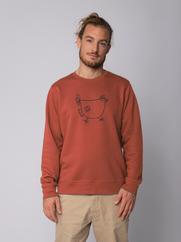 Sweat-shirt ' Le poulet - das Huhn ' Watapparel en marron : devant