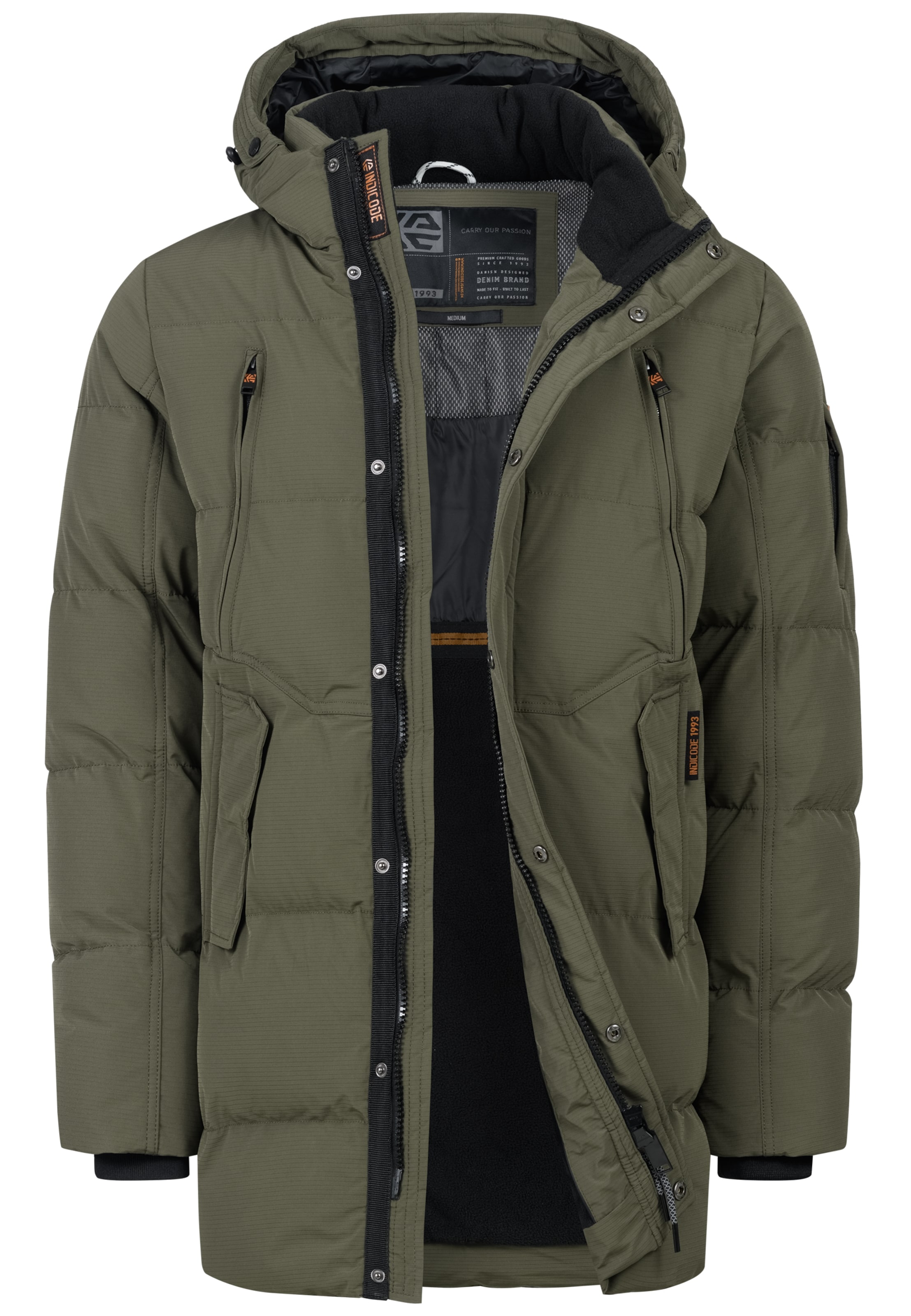 INDICODE JEANS Winterjas 'INBoulton' in Groen: voorkant