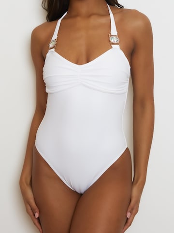 Moda Minx Push-up Swimsuit 'Amour Rouched' in White