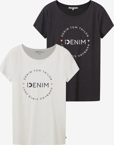 TOM TAILOR DENIM T-shirt en anthracite / abricot / blanc naturel, Vue avec produit