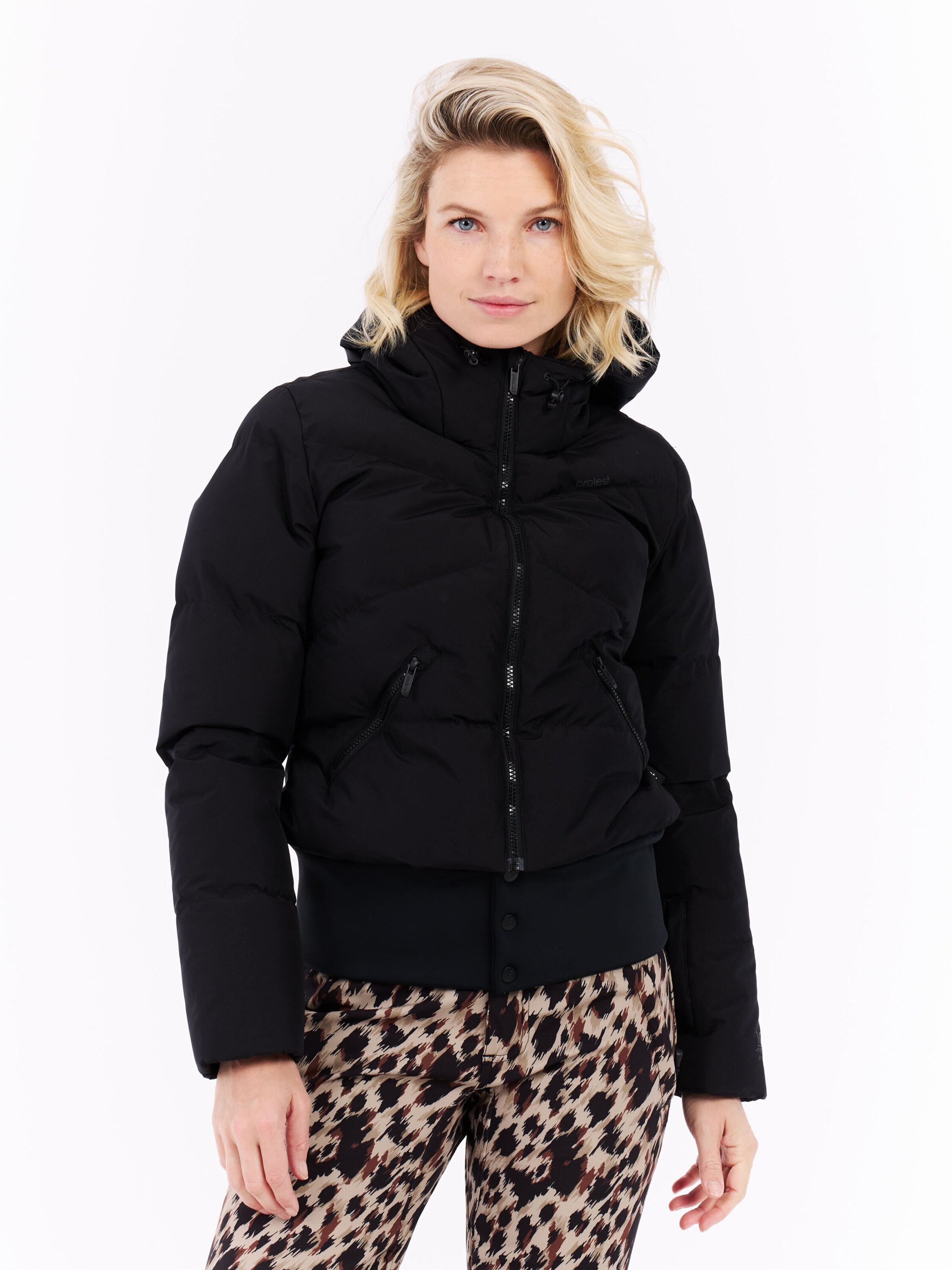 PROTEST Athletic Jacket 'PRTPreppy' in Black: front