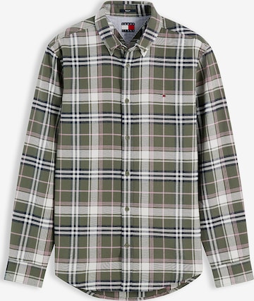 Tommy Jeans Button Up Shirt in Green: front