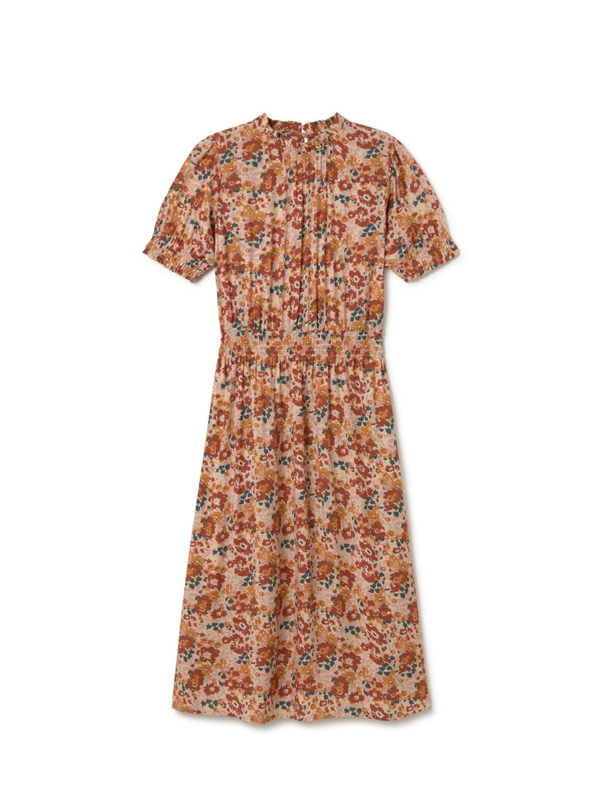 Twothirds Dress 'Grassholm - Rose Flowers' in Brown: front