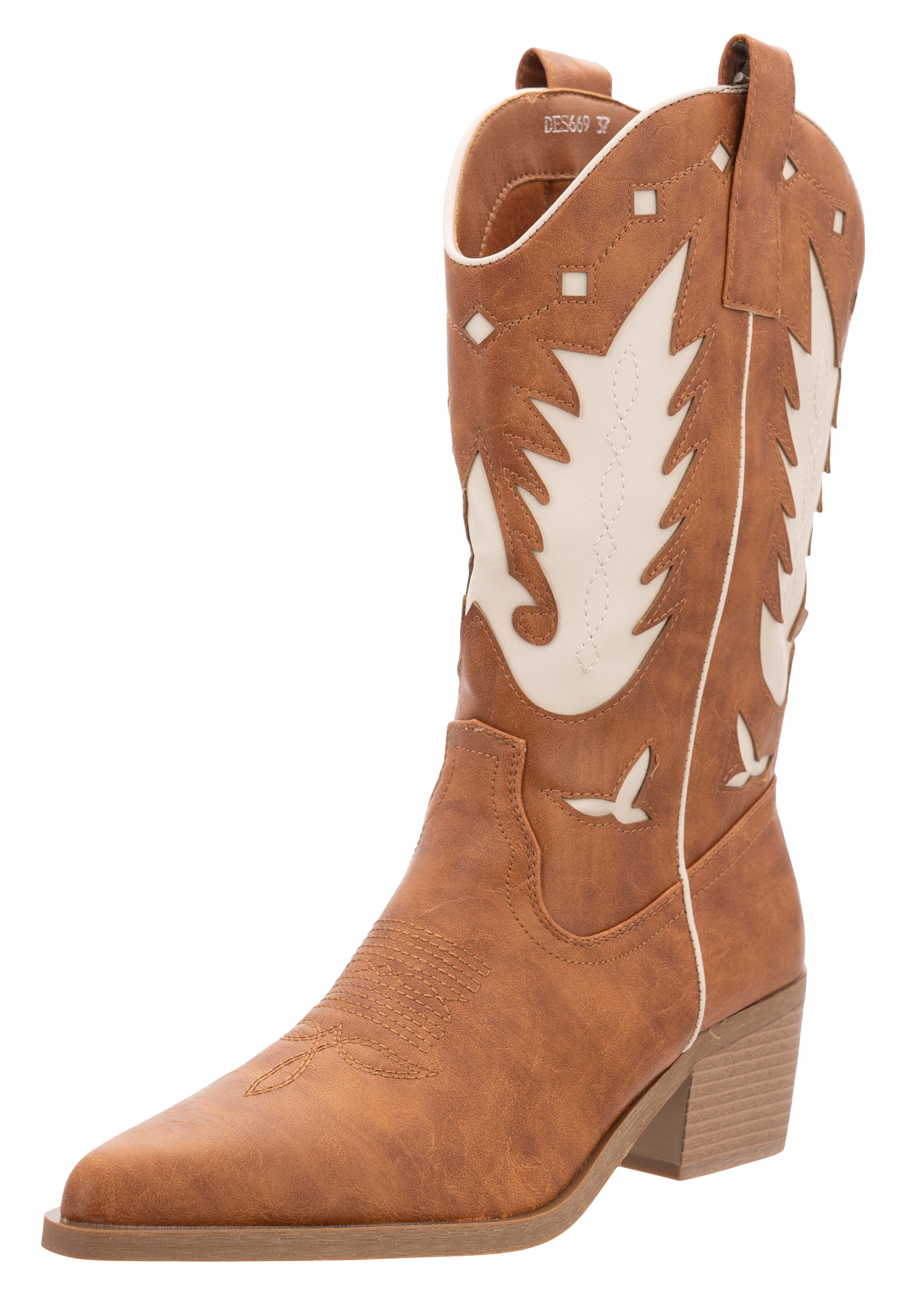 Stivale da cowboy Salinyang di colore crema / camello, Visualizzazione prodotti