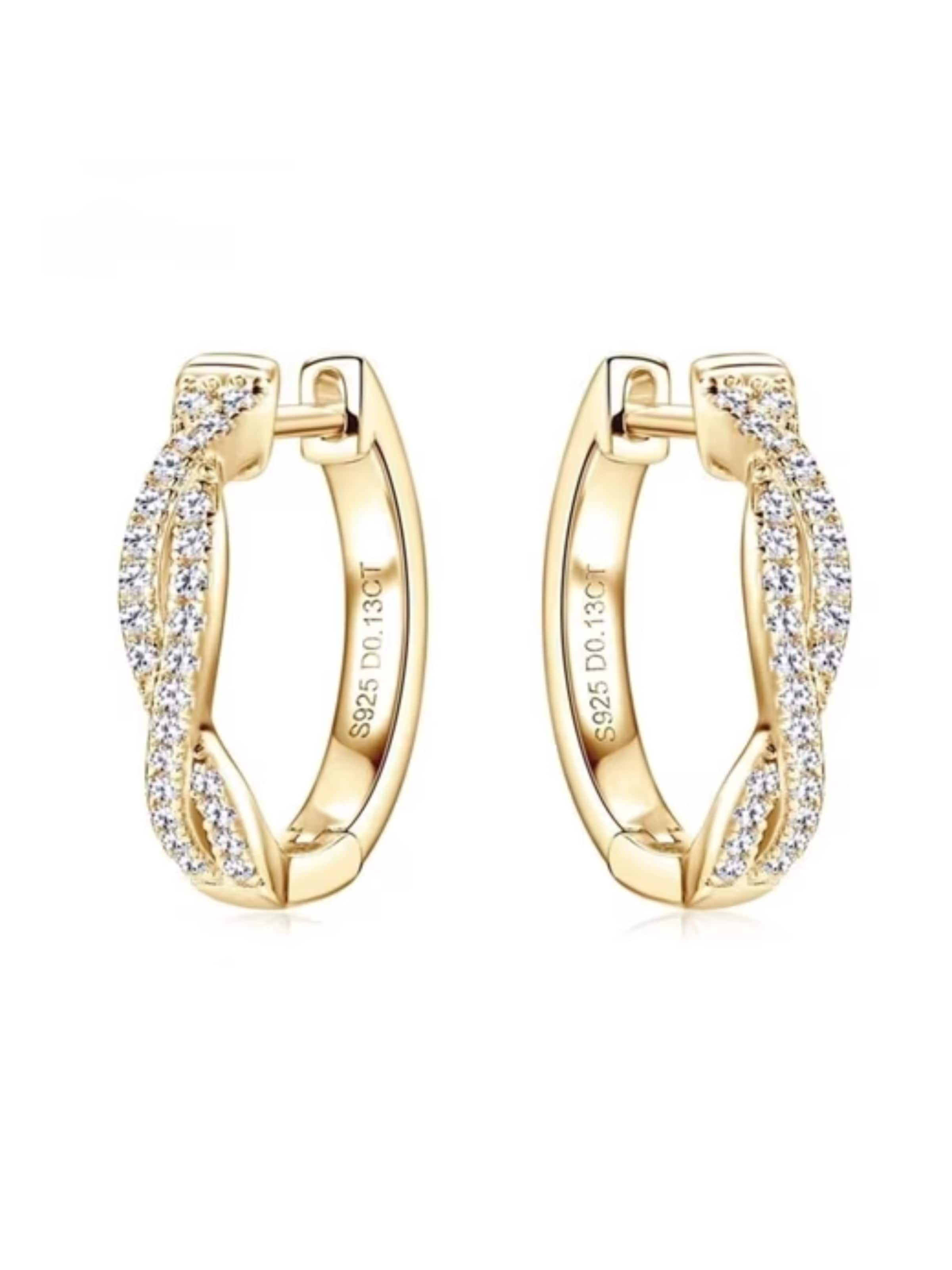 ROUGEMONT Jewellery Ohrringe 'Funkelnde Moissanit Creolen Ohrringe mit Echtheitszertifikat' in Gold: Vorderseite