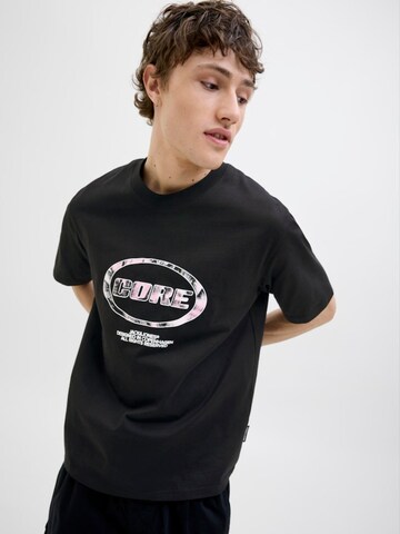 JACK & JONES Shirt 'JCOLIDO AOP FRONT PRINT TEE' in Black