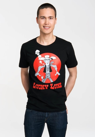LOGOSHIRT Shirt 'Lucky Luke' in Zwart: voorkant