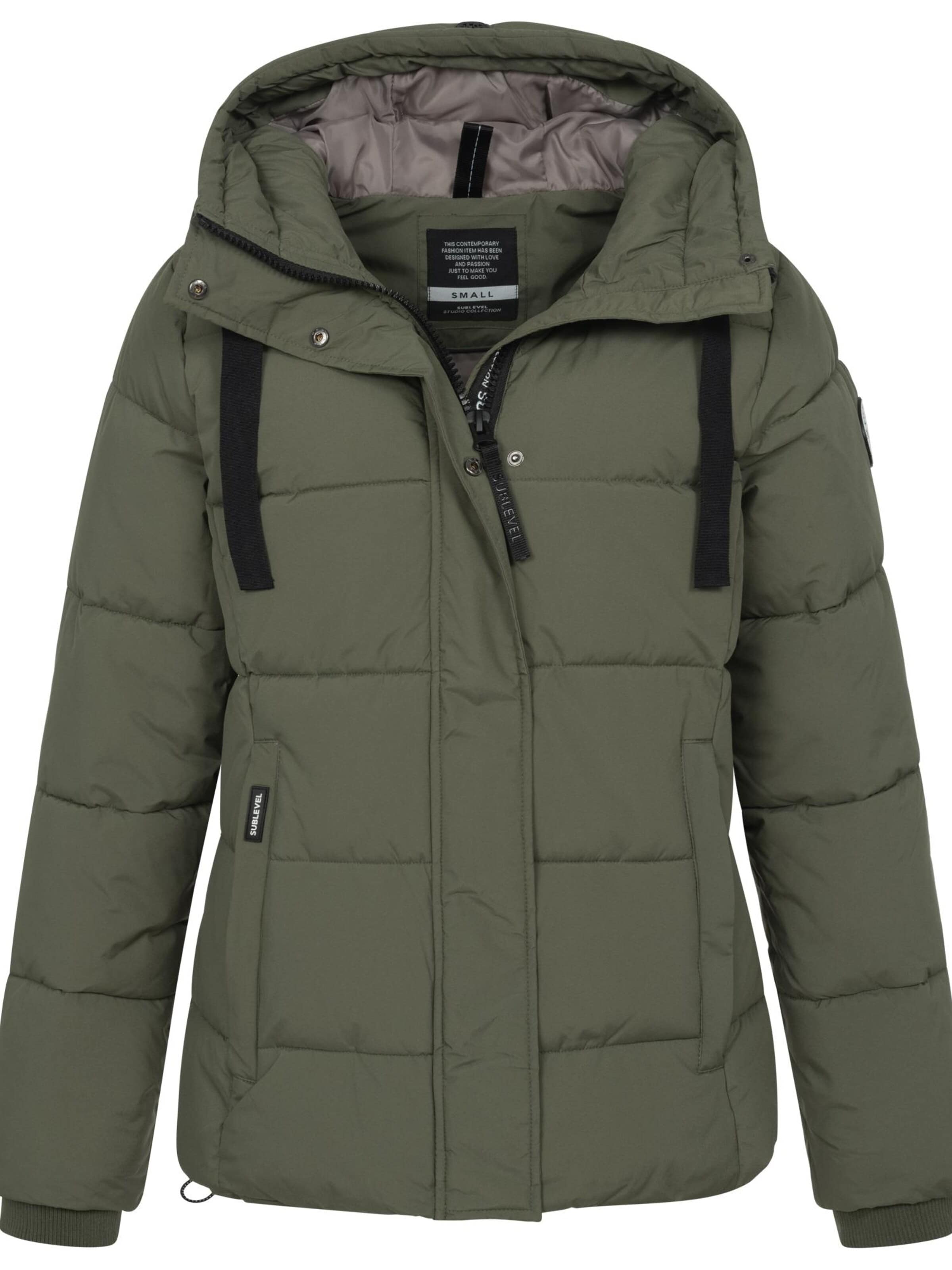 Sublevel Winter Parka 'Winter Jacke Mantel Parka Steppjacke Lange Winter Mantel Warm gesteppt' in Green: front