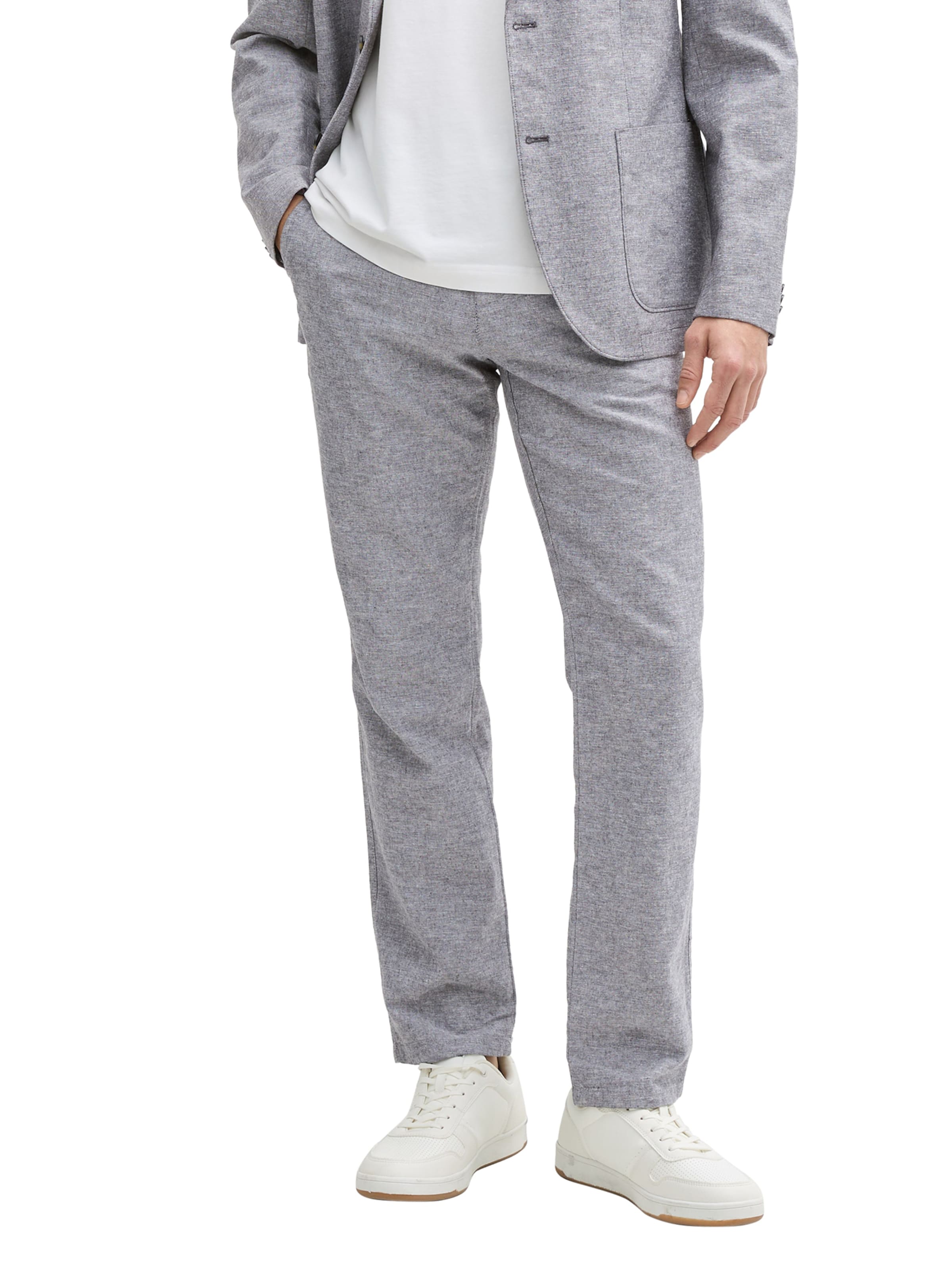 pilka TOM TAILOR Standartinis „Chino“ stiliaus kelnės: priekis