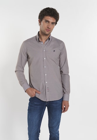 DENIM CULTURE Regular fit Button Up Shirt 'Benjamin' in Brown: front