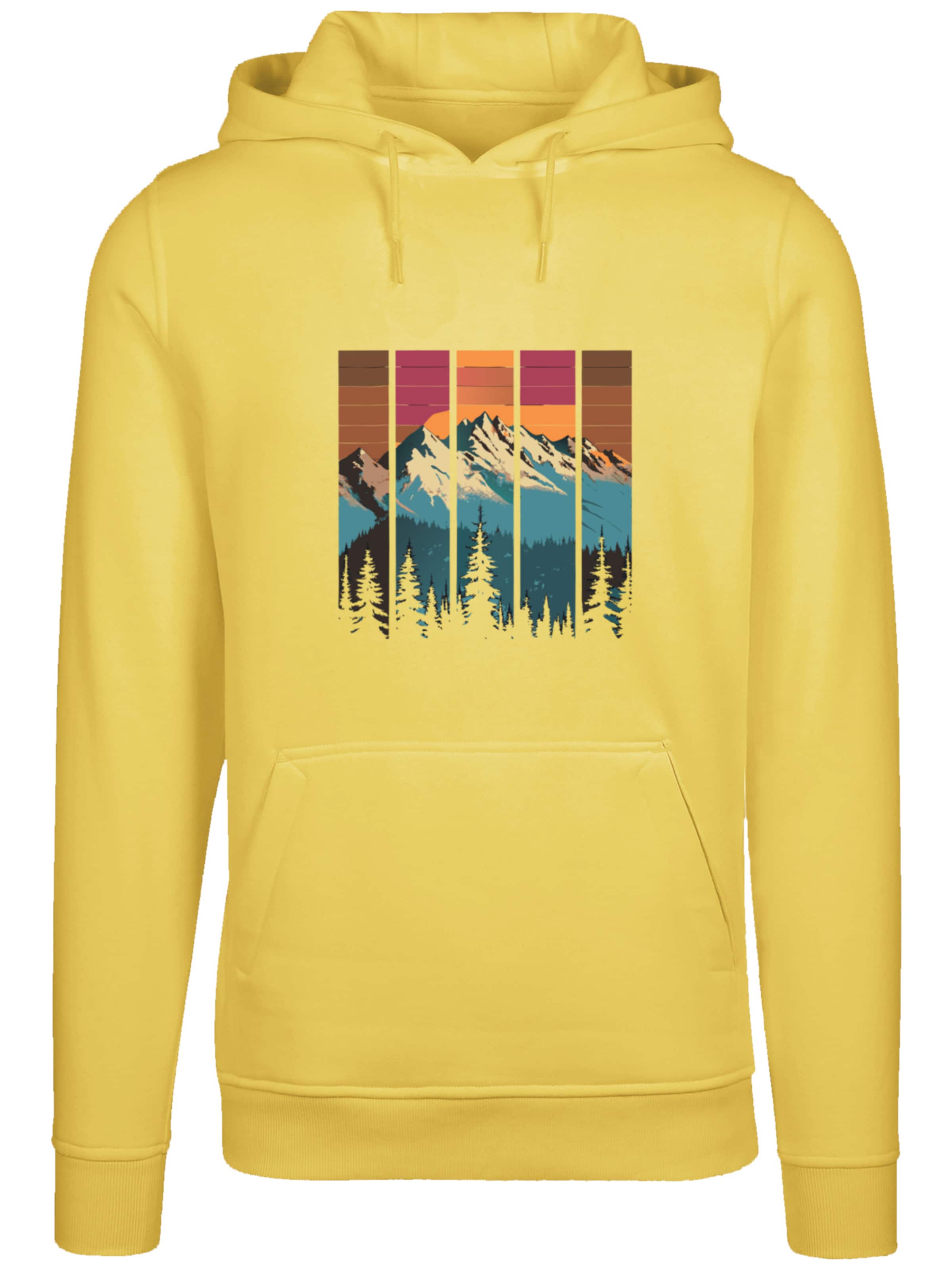 F4NT4STIC Sweatshirt 'Berg Sonnenuntergang Retro' in Yellow: front