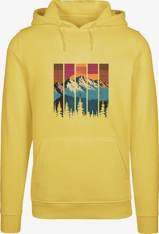 F4NT4STIC Sweatshirt 'Berg Sonnenuntergang Retro' in Gelb: Vorderseite