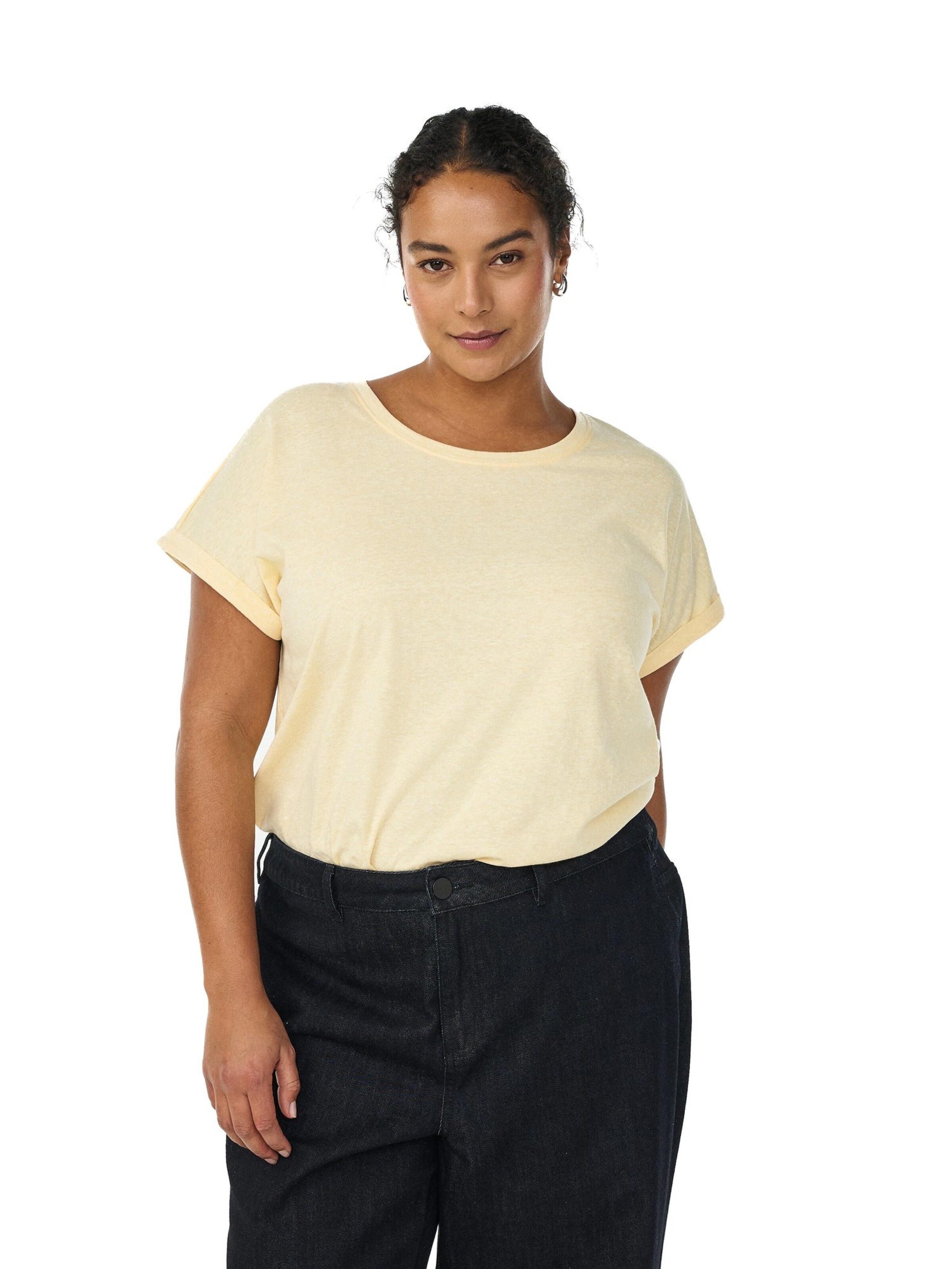 Zizzi Shirt 'VAVA' in Yellow: front