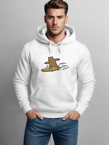 Neverless Sweatshirt 'Surfing Bear'‌‌‌‌‌ in Weiß